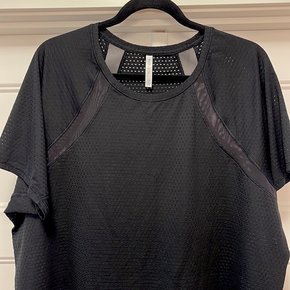 Athleta Black Mesh Training Top 2X